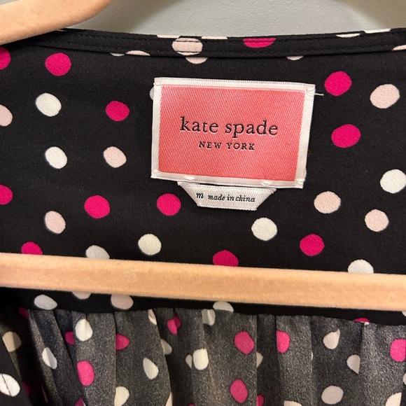 Kate Spade Glimmer Dot Wrap Dress Black Multi Size Medium FLAWED Designer S0767 - Picture 7 of 13